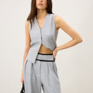Back Buttons Slit Hem Vest