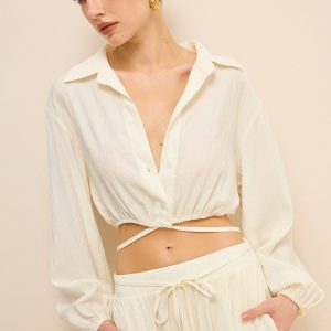 Cropped Shirt with Crisscross Tie-Back