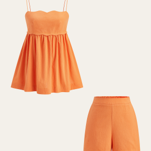 Scallop Hem Cami Top and Shorts Set