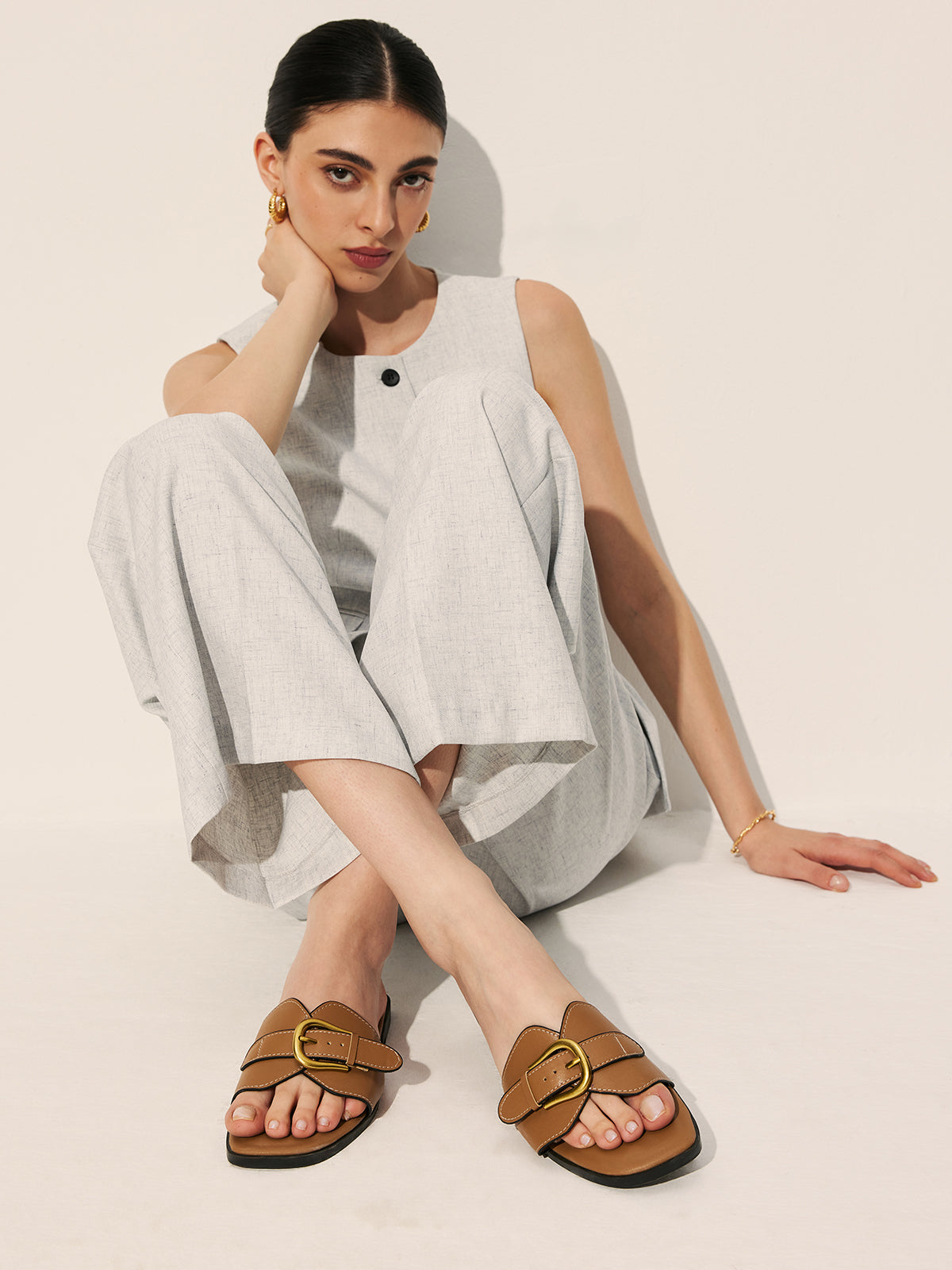 Buckled Strap Slide Sandals - Image 3
