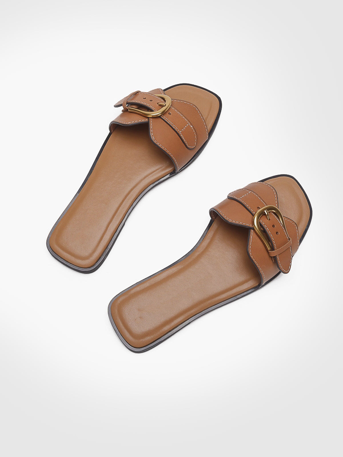 Buckled Strap Slide Sandals - Image 5