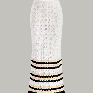 Striped Hem Knit Maxi Skirt