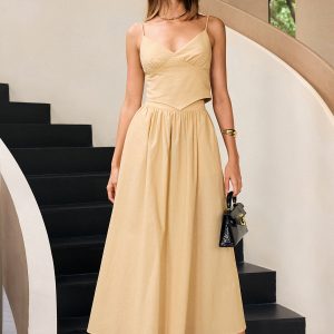 Backless Cami Top and Maxi Skirt Set