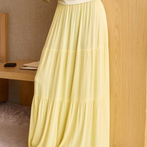 Semi-Sheer Tiered Maxi Skirt with Elastic Waist