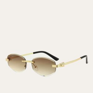 Golden Rimless Gradient Sunglasses