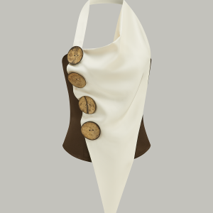 Asymmetrical Halter Top with Large Buttons