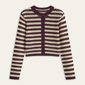 Striped Crochet Knit Cardigan