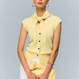 Button Knit Top with Convertible Styling Options