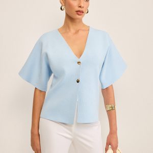 V-Neck Button Knit Cardigan