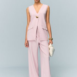 V-Neck Buttoned Detail Vest
