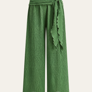 Wide-Leg Pants with Textured Pattern