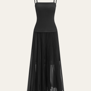 Spaghetti-Strap Backless Pleated Maxi Dress