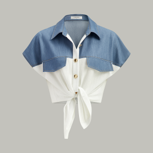 Color-Blocked Short-Sleeved Shirt