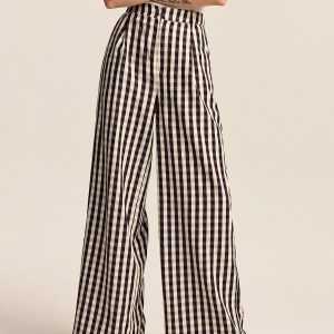 Gingham Wide-Leg Pants