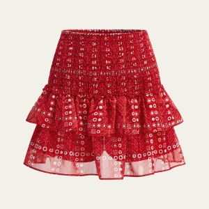 Boho Printed Smocked Tiered Mini Skirt