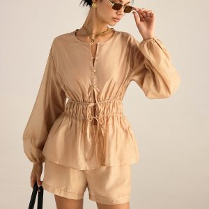Tencel Tie-Waist Top and Shorts Set