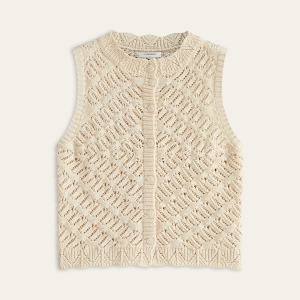 Knitted Sleeveless Cardigan with Button Front