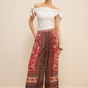 Boho Print Wide-Leg Pants