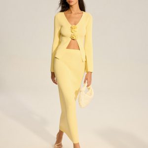 Floral Accent Cut-Out Sweater Co-ord