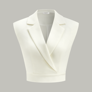 Cropped Wide-Shoulder Waist-Cinching Blazer Vest
