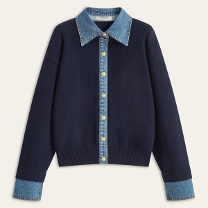 Denim Collar Buttoned Sweater