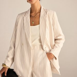 Striped Double-Breasted Blazer