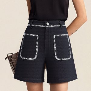 Contrast Trim Denim Shorts