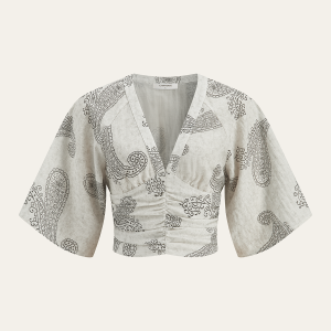 Boho Print Ruched Crop Top