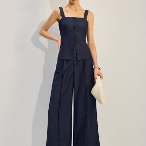 Denim Wide-Leg Pants