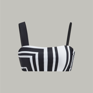 Geometric Print Asymmetric Strap Bikini Top