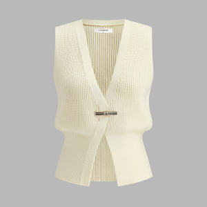 Metal Buckle Waisted Sweater Vest