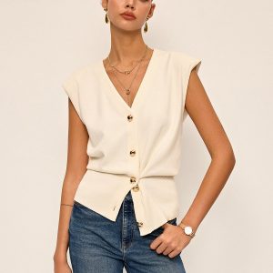Asymmetric Two-Way Wear Knit Vest