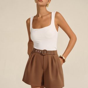 Belted Mid-Waisted Shorts