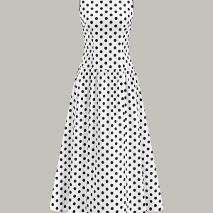Polka Dot Sleeveless Midi Dress