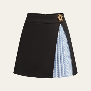 Asymmetric Striped-Panel Mini Skirt