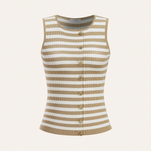 Striped Sleeveless Knit Vest