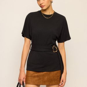 Belted Short-Sleeve Top