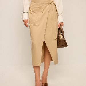 Pocket Wrap Midi Skirt