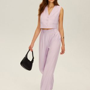 Sleeveless Crop Vest and Wide-Leg Pants Set