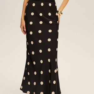 Satin Polka Dot Maxi Skirt