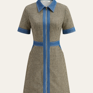 Plaid Contrast Trim Mini Dress