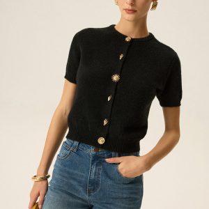 Metal Detail Knit Cardigan
