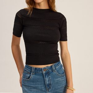 Crochet Detail Knit Top