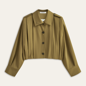 Pleated Cropped Trench Coat