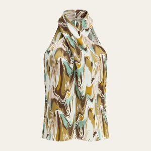 Abstract Print Halter Neck Top