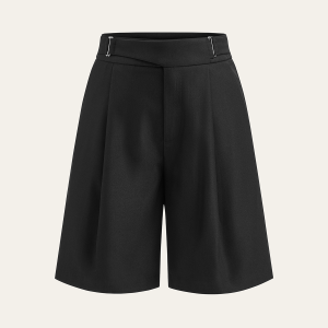 Buckle Detail Mid-Waist Shorts