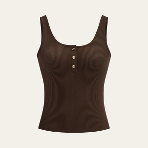 Ribbed Button-Front Tank Top
