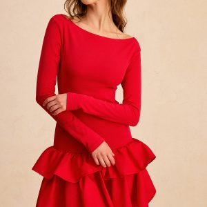 Long Sleeve Tiered Ruffle Mini Dress