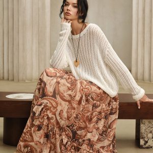 Boho Print Chiffon Maxi Skirt