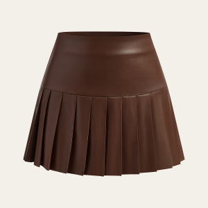 Faux Leather High-Waist Pleated Mini Skirt